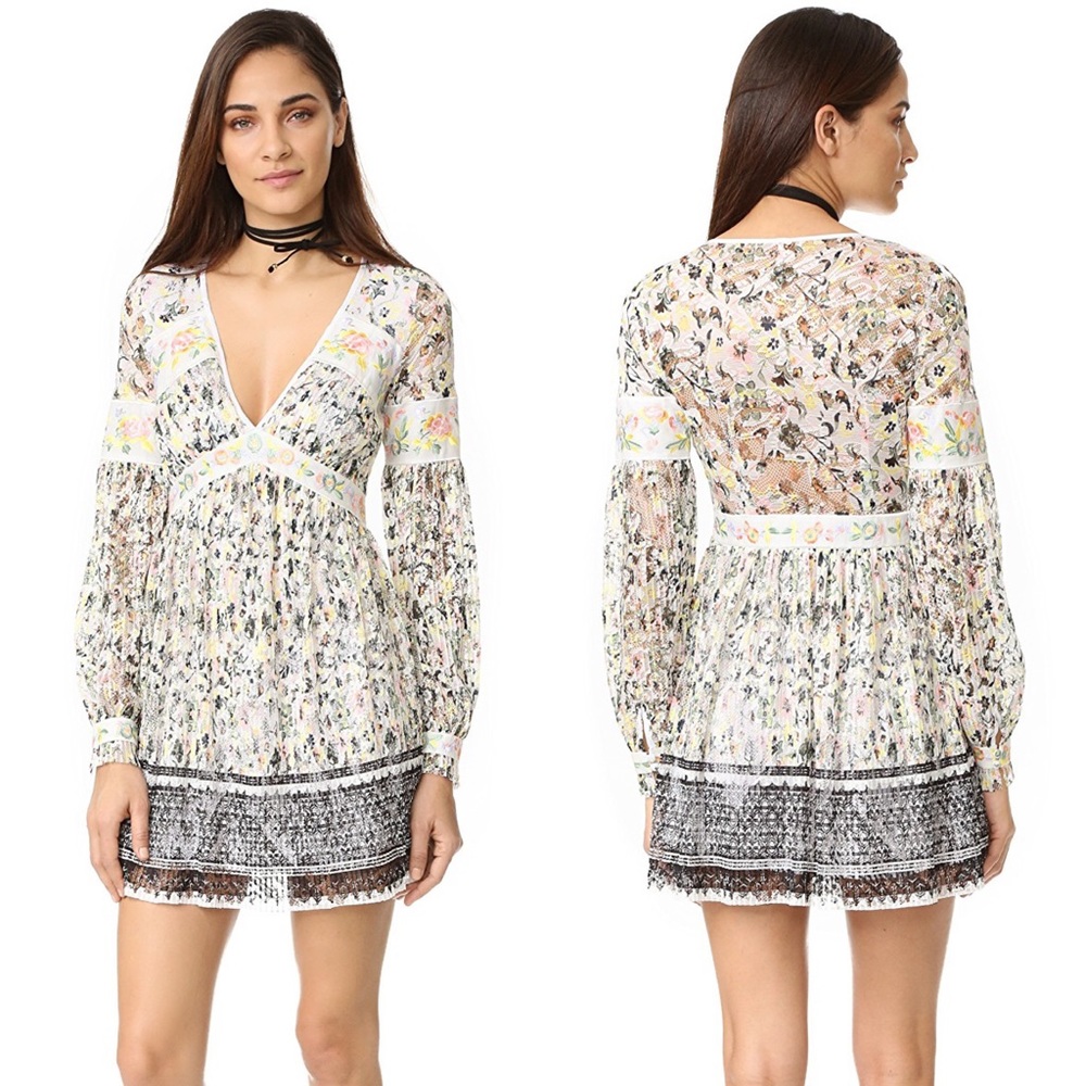 Free People  Cherry Blossom Embroidered Mini Dress SMALL - NWOT